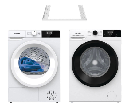 Suszarka do ubrań ZESTAW Gorenje Suszarka D2HNE7E+Pralka WNHEI72SAS+Łącznik SKHNE70W